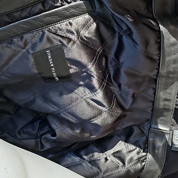 Men's ANDREW MARC Additions Saks Fifth Ave Black Leather lined Jacket Coat M - Picture 13 of 16